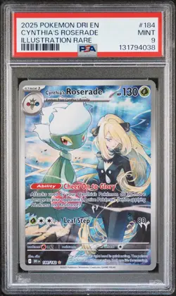 2025 POKEMON DRI EN-DESTINED RIVALS ILLUSTRATION RARE CYNTHIA'S ROSERADE PSA 9 - Image 1