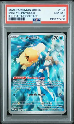 2025 POKEMON DRI EN-DESTINED RIVALS ILLUSTRATION RARE #193 MISTY'S PSYDUCK PSA 8 - Image 1