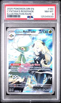2025 POKEMON DRI EN-DESTINED RIVALS ILLUSTRATION RARE CYNTHIA'S ROSERADE PSA 8 - Image 1