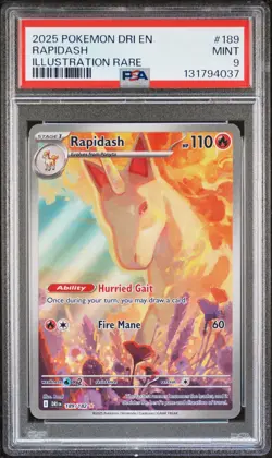 2025 POKEMON DRI EN-DESTINED RIVALS ILLUSTRATION RARE #189 RAPIDASH PSA 9 - Image 1
