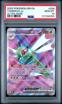 2025 POKEMON DRI EN-DESTINED RIVALS 206 YANMEGA EX ULTRA RARE PSA 10 - Image 1