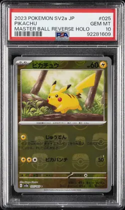 2023 POKEMON JPN SV2A-POKEMON 151 MASTER BALL REVERSE HOLO #025 PIKACHU PSA 10 - Image 1