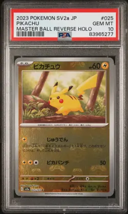 2023 POKEMON JPN SV2A-POKEMON 151 MASTER BALL REVERSE HOLO #025 PIKACHU PSA 10 - Image 1