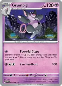 Pokemon TCG Card Grumpig (91/230) Obsidian Flames NM - Image 2