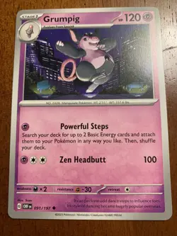 Pokemon TCG Card Grumpig (91/230) Obsidian Flames NM - Image 3