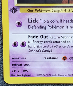 1st Edition Sabrina’s Gastly - Gym Challenge - #96/132 - Vintage Pokemon Card - Image 5