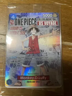 One Piece College Basketball US Voyage Monkey D. Luffy Card SEALED Holographic - Image 1