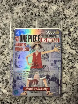 One Piece Monkey D. Luffy College Basketball US Voyage Promo Card SHIPS TODAY! - Image 1