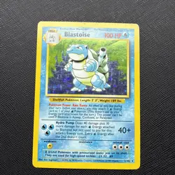 Pokemon TCG Blastoise Holo Rare Card Base Set, Unlimited, 2/102, HP/Damaged - Image 1