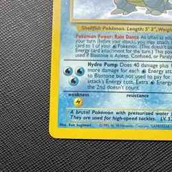 Pokemon TCG Blastoise Holo Rare Card Base Set, Unlimited, 2/102, HP/Damaged - Image 5