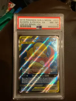 PSA 8 Slowpoke & Psyduck GX 217/236 Unified Minds FA Pokemon Card 2019 Mint - Image 1