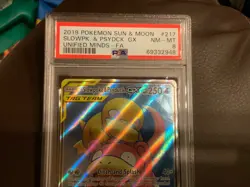 PSA 8 Slowpoke & Psyduck GX 217/236 Unified Minds FA Pokemon Card 2019 Mint - Image 2