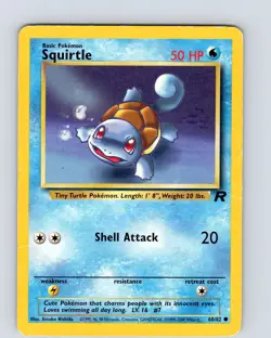 Pokemon TCG Squirtle Team Rocket 68/82 Unlimited Common Card WOTC Played HP - Image 1