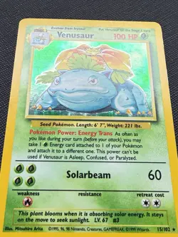 Pokemon TCG Venusaur Holo Swirl Rare Card 15/102 Base Set LP+/NM - Image 2
