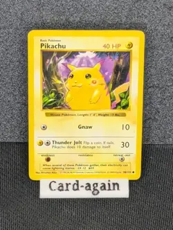 Pokemon 1999 Shadowless Red Cheeks Pikachu TCG Card 58/102 - MP - Image 1