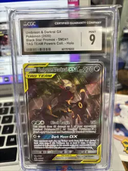 2020 Pokemon S&M Black Star Promos Umbreon & Darkrai Tag Team CGC 9 Mint #SM241 - Image 1