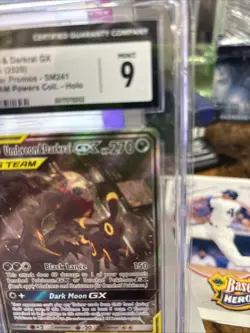 2020 Pokemon S&M Black Star Promos Umbreon & Darkrai Tag Team CGC 9 Mint #SM241 - Image 3