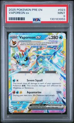 2025 POKEMON PRE EN-PRISMATIC EVOLUTIONS #023 VAPOREON EX PSA 9 - Image 1