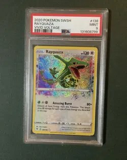 2020 Pokemon SWSH Vivid Voltage #138 Rayquaza Amazing Rare PSA 9 Gem Mint - Image 1