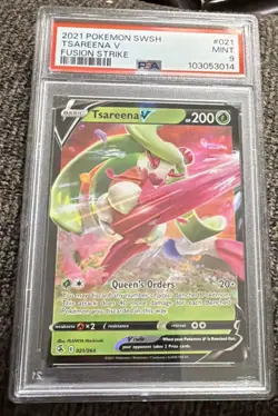 2021 POKEMON SWORD & SHIELD FUSION STRIKE #021 TSAREENA V FUSION STRIKE PSA 9 - Image 1