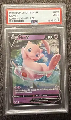 2020 POKEMON SWORD & SHIELD DARKNESS ABLAZE MEW V 069 PSA 9 Mint - Image 1