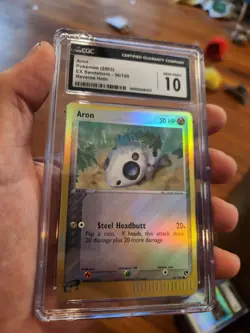 (TOP POP 5) CGC 10 GEM MINT Aron Pokemon (2003) EX Sandstorm 56/100 Reverse Holo - Image 2