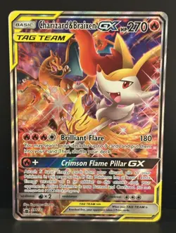 Pokemon Charizard & Braixen GX SM230 Alternate Art Tag Team Black Star Promo NM+ - Image 1