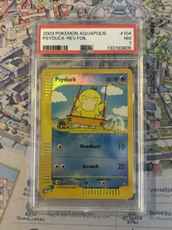 2003 Pokemon Aquapolis Psyduck Reverse Holo #104 PSA 7 🔥 NM 🔥 Cert# 133193805 - Image 1