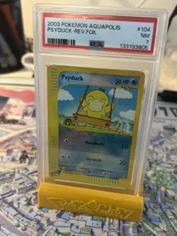 2003 Pokemon Aquapolis Psyduck Reverse Holo #104 PSA 7 🔥 NM 🔥 Cert# 133193805 - Image 3