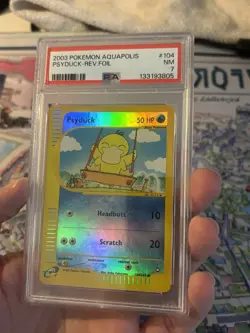 2003 Pokemon Aquapolis Psyduck Reverse Holo #104 PSA 7 🔥 NM 🔥 Cert# 133193805 - Image 4