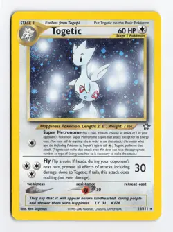 Togetic 16/111 Unlimited Holo Rare DOUBLE SWIRL Neo Genesis Pokemon HP - Image 1