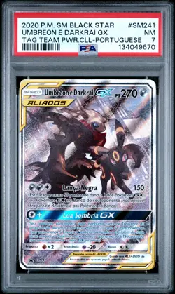 2020 POKEMON SM BLACK STAR PROMO #SM241 UMBREON E DARKRAI GX PSA 7 - Image 1