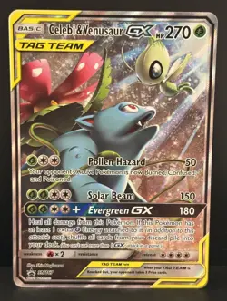 Pokemon Celebi & Venusaur GX SM167 Alternative Art Tag Team Black Star Promo NM+ - Image 1