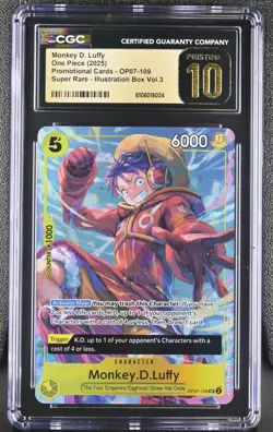 2025 ONE PIECE PROMOS ILLUSTRATION BOX VOL.3 109 MONKEY D. LUFFY CGC PRISTINE 10 - Image 1