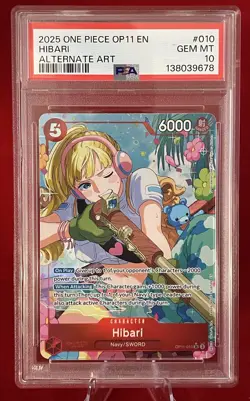 One Piece A Fist Of Divine Speed Hibari OP11-010 Alternate Art PSA 10 GEM MINT - Image 1