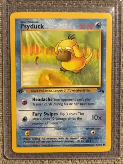 Pokemon TCG Psyduck Card 53/62 Common Fossil 1st Edition Non-Holo NM Condition - Image 1