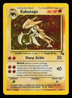 Kabutops 9/62 Holo Rare Fossil Pokemon Card - Image 1