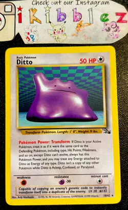 Ditto 18/62 MP Unlimited Non Holo Rare Fossil Pokemon Card! - Image 1