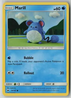 Marill 34/147 Pokemon Burning Shadows Common Card Lightly Played (LP) 1 - Image 1