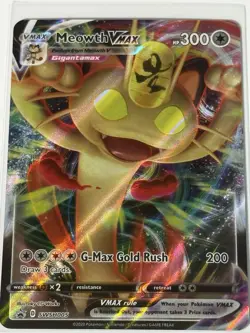 Pokemon TCG Sword & Shield Black Star Promo Holo Card Meowth VMAX SWSH005 - Image 1