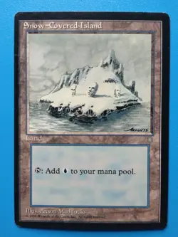 MTG 1x Snow Covered Island LP Ice Age Basic Land Magic - Image 1