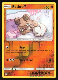 Rockruff - 123/236 - Reverse Holo Common - Cosmic Eclipse - Pokemon Card - Image 1