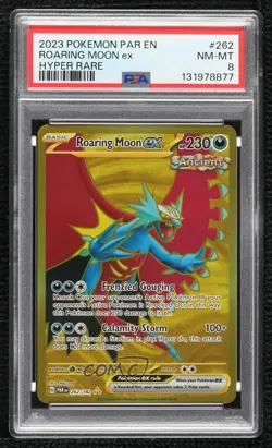 Hyper Rare - Roaring Moon ex Pokemon Scarlet & Violet Paradox Rift PAR PSA 8 - Image 1