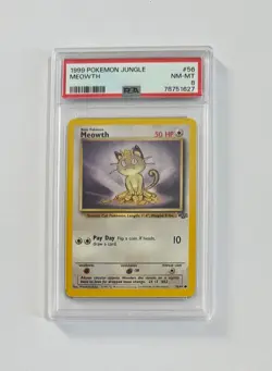 1999 Pokemon Jungle #56 Meowth PSA 8 NM-MT - Image 1
