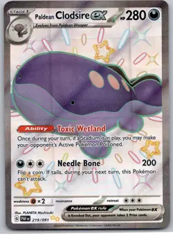 Paldean Clodsire ex - 219/091 - Pokemon Paldean Fates Shiny Full Art Rare NM - Image 1