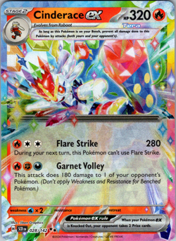 Cinderace ex 028/142 SV07: Stellar Crown Double Rare - NM - Image 1