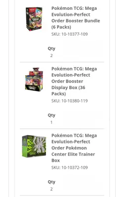 PRESALE Pokemon TCG Perfect Order- 2x PC ETB, 1x Booster box, 2x Booster Bundle - Image 1