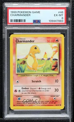 Charmander Pokemon Base Set PSA 6 1999 - Image 1