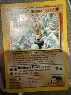 Pokemon TCG Giovanni's Machamp Holo Unlimited Rare Card Gym Challenge - Image 1