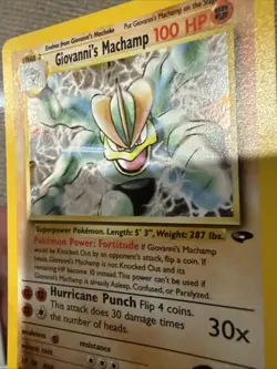 Pokemon TCG Giovanni's Machamp Holo Unlimited Rare Card Gym Challenge - Image 3